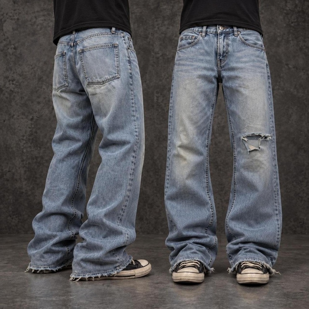 32x30 Faded Blue Distressed Slight Bootcut Jeans Y2K